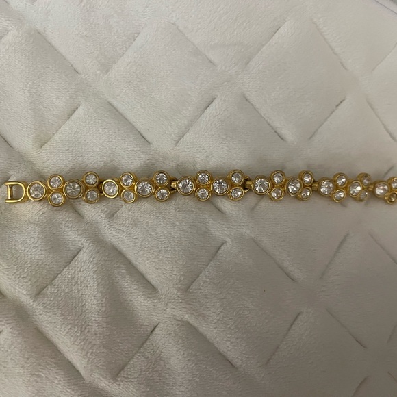 Swarovski Signed Bubble Tennis Bracelet | Gold Plated | Clear Crystals | Retired - Picture 3 of 8